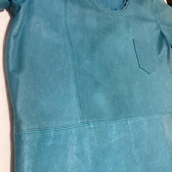 DIANE VON FURSTENBURG Genuine Leather Pocket Tee (Fits Sz 6-8) - Picture 12 of 15